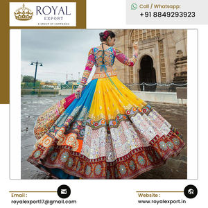 Gamthi Work Lehenga Choli con Bordado de Espejo de la India, el Más Vendido al por Mayor, Último Diseño, Especial para Navratri, Algodón Puro, Elegante para Mujer - Product Image 4
