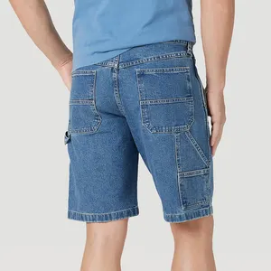 יצרן מותאם אישית לגברים בגדי רחוב בתפזורת נמתח חצאי נגר רחבים ריק ג'ינס אוברסייז מכנסי ג'ינס קצרים לגברים