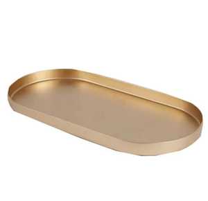 Plateau de service multifonction en acier inoxydable personnalisable, finition polie, forme ovale, taille sur mesure, service de boissons, contact alimentaire - Product Image 1