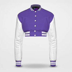 Veste universitaire courte pour femme avec logo personnalisé 2025, style crop top pour femme, collection d'hiver chaude pour femme, veste universitaire pas chère - Product Image 6