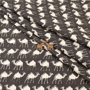 Sanganeri Hand Block Animal Camel Printed Bagru Cotton Cambric Fabric Breathable Eco-Friendly Organic Lightweight Fabric - Product Image 3