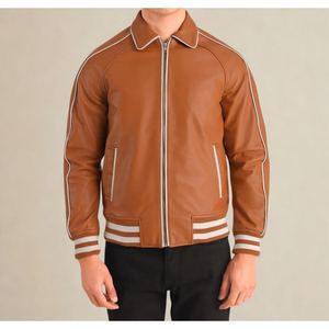 Chaqueta Bomber de Piel de Oveja Hecha a Mano para Hombre, Cuero Genuino, Cálida, Duradera, Cómoda y Elegante, Ropa de Abrigo de Invierno - Product Image 6