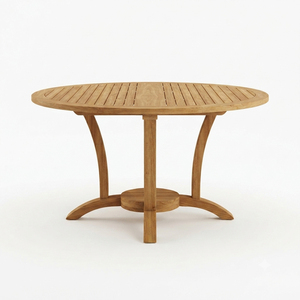 Table de salle à manger d'extérieur en teck massif Solara, style moderne resort, qualité supérieure, résistante aux intempéries, plateau à lattes, non pliable, fabrication indonésienne - Product Image 2