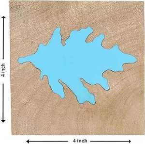 Sous-verres en résine époxy et bois de noyer avec incrustations artistiques pour tables à manger à prix disponible - Product Image 2