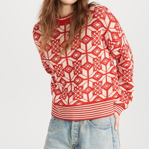 Personnalisable motif Logo Jacquard broderie tricot hiver col roulé tricoté femmes pull encolure haute pull femmes - Product Image 3