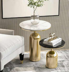 Table d'extrémité décorative faite à la main polie en or avec dessus en marbre de conception classique vente en gros de l'usine pour les meubles de maison - Product Image 1