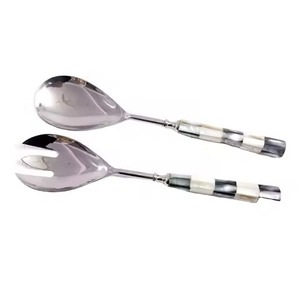 Serveur à salade avec manche en nacre, ustensile personnalisé, cuillère en bois, outils de cuisine - Product Image 2