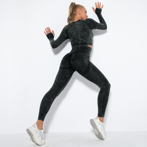 Haute qualité femmes antibactérien solide Fitness Yoga ensemble Logo personnalisé vêtements de sport avec Tie Dye Technique XS taille vêtements de sport - Product Image 2