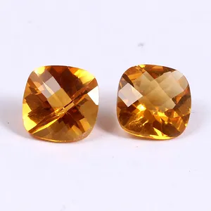 100% ควอตซ์ธรรมชาติ Citrine QUARTZ ตัด QUARTZ Cushion สี่เหลี่ยมจัตุรัสใสสีเหลืองสดใสออกแบบเป็นเอกลักษณ์พลอย - Product Image 2