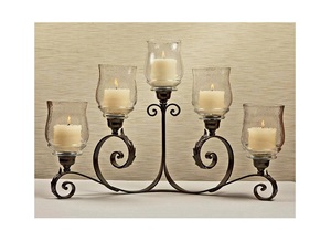 Support/bougeoir d'ouragan en métal enduit noir d'aspect de luxe de conception de qualité supérieure avec couvercle en verre pour la décoration de mariage/maison/hôtel - Product Image 6