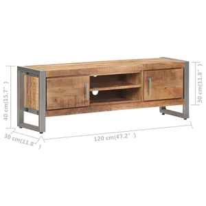 European Modern Industrial Solid Wood Handmade Durable <b>TV</b> Unit with Storage Shelves - Product Image 5