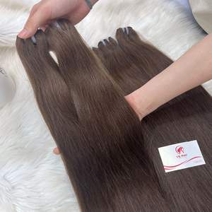 Extensiones de cabello liso vietnamita virgen 100%, pelucas frontales de cabello humano caliente de longitud larga con base de tupé de encaje negro, marrón oscuro - Product Image 1