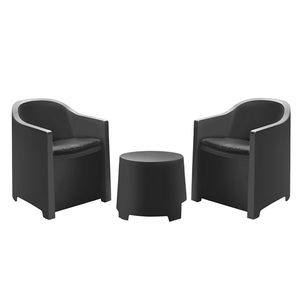 Set da salotto all'aperto in polipropilene antracite a 2 posti resistente con tavolino cuscini mobili da giardino in Italia - Product Image 1