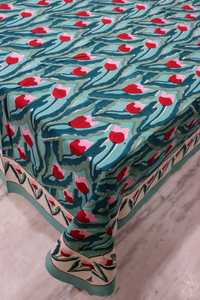 Nappe de table en coton imprimé floral indien élégant Couverture de table à manger traditionnelle brodée à la main pour la décoration intérieure - Product Image 2