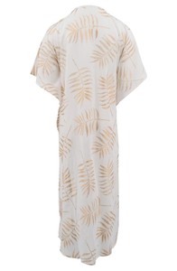Ultime Touch Of Luxury Perfect Beach Day Boho Ladies Summer Evening Long Kimono Femmes Gold Palm Leaves Print Cover Up Dress - Product Image 4