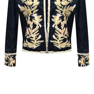 Veste d'hiver de style personnalisé Broderie unique Motif solide Embellissements en fil d'or métallique Col montant Conception unique d'uniforme - Product Image 5