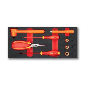 Assortiment d'outils pour électricien Usag 1000V avec clés à douille, cliquets, pinces, tournevis, ensemble d'outils 8 pièces - Product Image 1