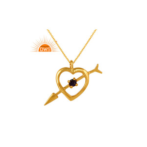 Meilleure vente Ensemble de pierres précieuses Iolite en argent sterling 925 plaqué or Collier pendentif en forme de cœur en argent 925 fabricant de bijoux - Product Image 1