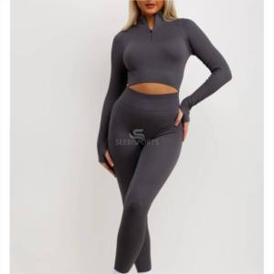 Dos piezas de manga larga de alta calidad, ropa deportiva completamente personalizable, conjunto de gimnasio para mujeres con material de alta calidad con servicio OEM - Product Image 1