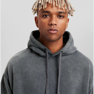 <b>Men's</b> Oversize 450 Gsm Thick Pullover Hoodies Winter Solid Hooded Fit 100% Organic Cotton Acid <b>Washed</b> Fleece OEM Service - Product Image 3