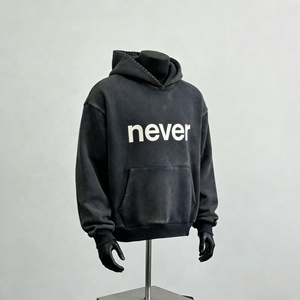 Sweat-shirts surdimensionnés personnalisables de haute qualité, sans cordon, en molleton français lourd, sweat-shirt à capuche - Product Image 1