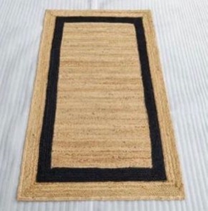 Lo último en diseño de borde decorativo moderno, Alfombra de yute negra trenzada, diseño geométrico hecho a mano, revestimiento de suelo directo de fábrica ITHL - Product Image 1