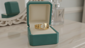 แหวนเพชรทรงกลมเจียระไนแบบบริลเลียนท์ทองคำ 14K แท้ ดีไซน์ทันสมัยสำหรับผู้ชาย - Product Image 5