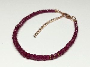 Ruby Faceted Rondelle Beaded Gemstone <b>Bracelet</b> July Birthstone Rose Gold 8 Inches Trendy <b>Bracelet</b> Jewelry Gift for Women - Product Image 2