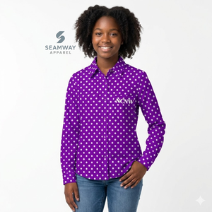 NCNW Sorority Camisa formal con botones para mujer, camisa clásica con cuello y botones en la parte delantera, camisa tejida de manga larga con botones - Product Image 5