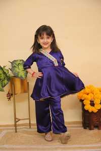 Angarakha niñas niños étnico seda Kurti Shalwar Kameez indio Punjabi paquistaní bordado boda fiesta festiva desgaste para - Product Image 2