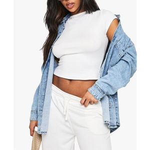 Nouveau T-shirt d'été pour femmes à manches courtes 100% coton T-shirt respirant de couleur unie à vendre - Product Image 6