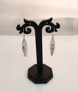 Wholesale Creative Design <b>Blue</b> Topaz Marquise Gemstone Sterling Silver Fine Huggie Earrings Jewelry for Wedding Gift Party - Product Image 3