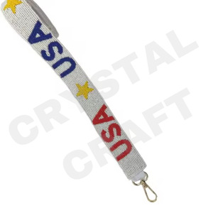 Sangles de sac personnalisées en perles de rocaille en or blanc 'Hook Em Horns' Accessoire à la mode Sangle de sac à main perlée MULTI-STYLE - Product Image 3