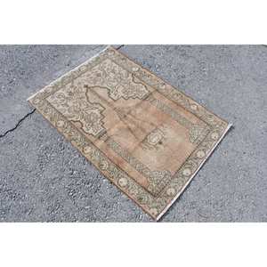 Classique Beige traditionnel 2.7 X 3.8ft Vintage tapis turc Patchwork motif laine Latex support Rectangle couloir Style 10mm - Product Image 2