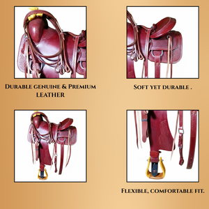 Selle Western fabriquée à la main Selle de cheval en cuir Western personnalisable pour Trail Barrel Racing Roping et Reining Compétitions - Product Image 4