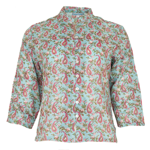 VENTE court KURTA TOP Style 7 bleu turquoise avec haut femme paisley rose/haut à motifs - Product Image 4
