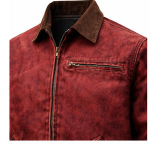 <b>Men's</b> <b>Jacket</b> Woekwear Detroit <b>Jacket</b> 14 Oz Washed Canvas Workwear <b>Jacket</b> Corduroy Collar Casual <b>Jacket</b> <b>Trucker</b> And Carpenter - Product Image 4