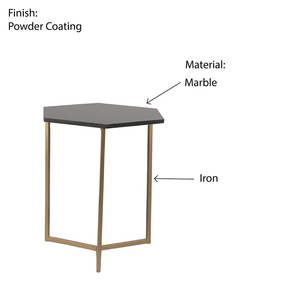 Hexa Shape Marble Iron Made With 3 Legs Center <b>Table</b> Home Office 16 X 16 X 20 Inches Black <b>Gold</b> 11 Original Indian Manufacture - Product Image 4