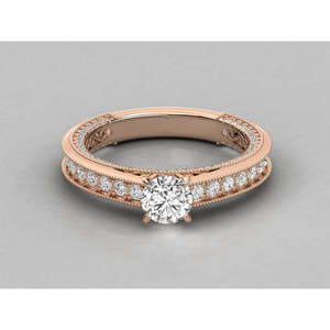 Anillo Brillante de Oro de 9K para Mujer con Diamante Cultivado en Laboratorio de Corte Redondo Estilo Solitario - Product Image 6