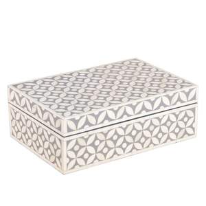 Caja de flores con incrustaciones de hueso decorativas clásicas para el hogar, caja de almacenamiento de joyas GGO y caja de regalos con patrón cuadrado para decoración del hogar - Product Image 5
