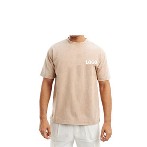 Camiseta Lisa 100% algodón con logotipo personalizado para hombre, ropa de calle holgada con hombros caídos - Product Image 1
