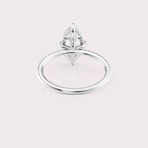 Marquise Cut Lab Grown Diamond Engagement <b>Ring</b> with Pave <b>Band</b> in Solid 925 Sterling Silver - Product Image 4
