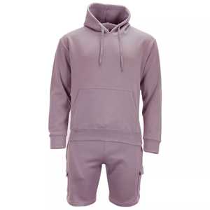 Conjunto de chándal para hombre Pantalones cortos de carga deportivos informales con Sudadera con capucha lisa - Product Image 3