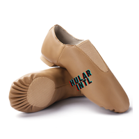 Chaussures de danse jazz classiques HULAR INTL en daim, avec empeigne élastique de qualité supérieure, à enfiler, en cuir véritable, style danse latine, semelle fendue, pour femmes
