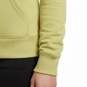 Sudadera con capucha de lujo verde lima empolvado para mujer, ajuste ceñido, de alta calidad, de algodón y forro polar, al por mayor, lisa, tipo jersey - Product Image 6