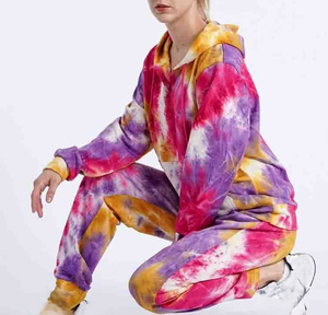 Chándal de tinte de corbata para mujer de alta calidad, material suave antiarrugas transpirable, peso ligero y cómodo para el invierno, estilo OEM - Product Image 4