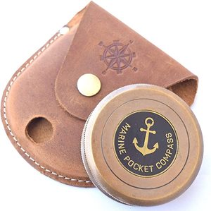 Brújula de reloj de sol Náutica de latón 4,5 de calidad de diseño Premium con caja de madera Brújula de esfera de sol Marina coleccionable brújula antigua - Product Image 5