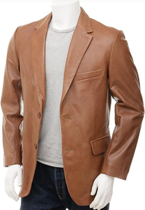 Blazer en cuir véritable personnalisé pour les hommes-2 boutons-peau de mouton-toutes les couleurs look élégant couleur marron design moderne avec Oem - Product Image 2