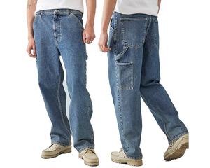 Pantalones Vaqueros de Trabajo para Hombre, 100% Algodón, Ecológicos, con Logotipo Personalizado, Estilo Holgado y Recto, Color Azul, con Múltiples Bolsillos, para Carpintería - Product Image 2