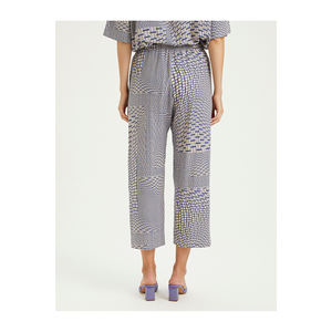 Women's Patterned <b>Elastic</b> <b>Waist</b> Trousers Viscose Blend Pant & Trouser - Product Image 5